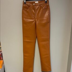 Wilfred Faux Leather Pants Size 2 Brown High Rise Vegan Leather